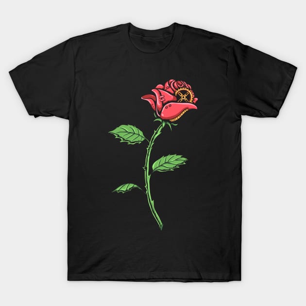 Cyber Red Rose Aesthetic T-Shirt by Alex21